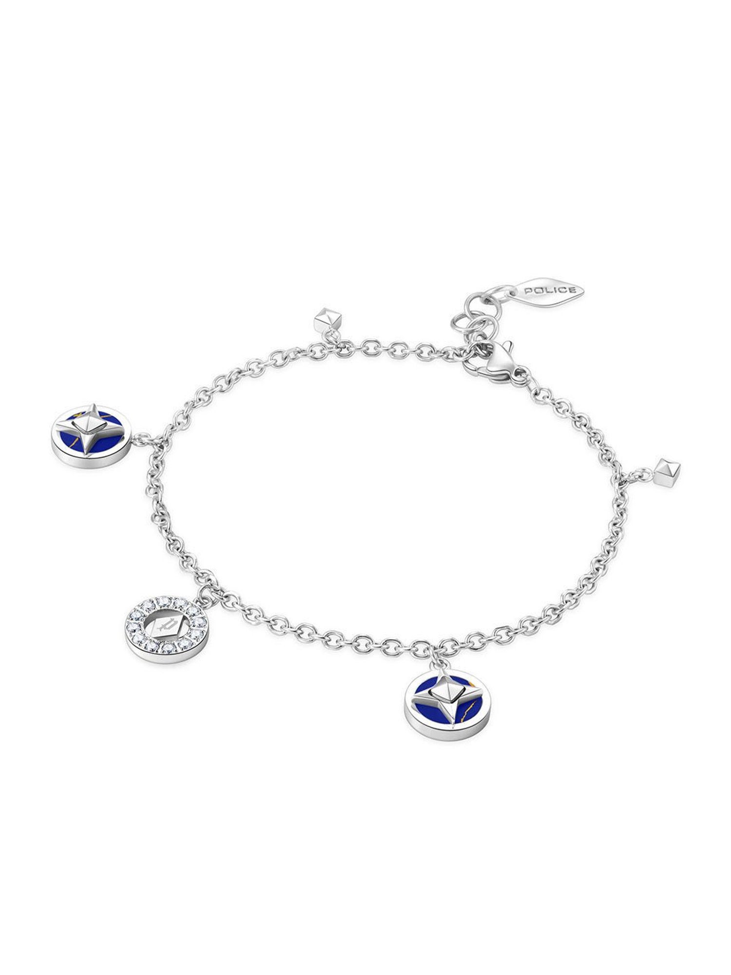 Police Lucky Star Silver & Blue Flexible Fit Bracelet for Women