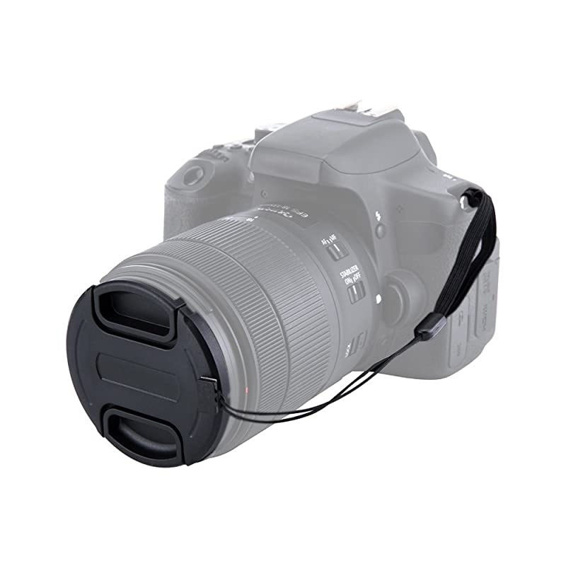 49mm Center Snap-on Lens Cap  Camera Front Lens Cover for Canon Nikon Fujifilm Sony Olympus Panasonic any Lens with 49mm Filter Thread Springs Replaces Original Cap with Free Lens Cap Keeper -2pack