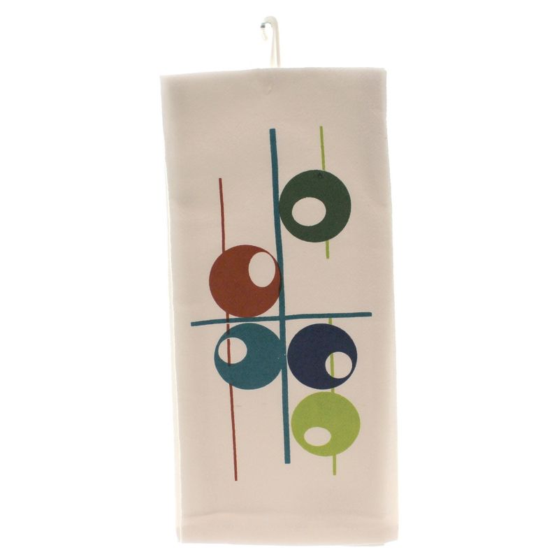Tabletop 24.5" Atomic Circle Kitchen Towel Mcm Flour Sack 100% Cotton Red And White Kitchen Company  -  Kitchen Towel