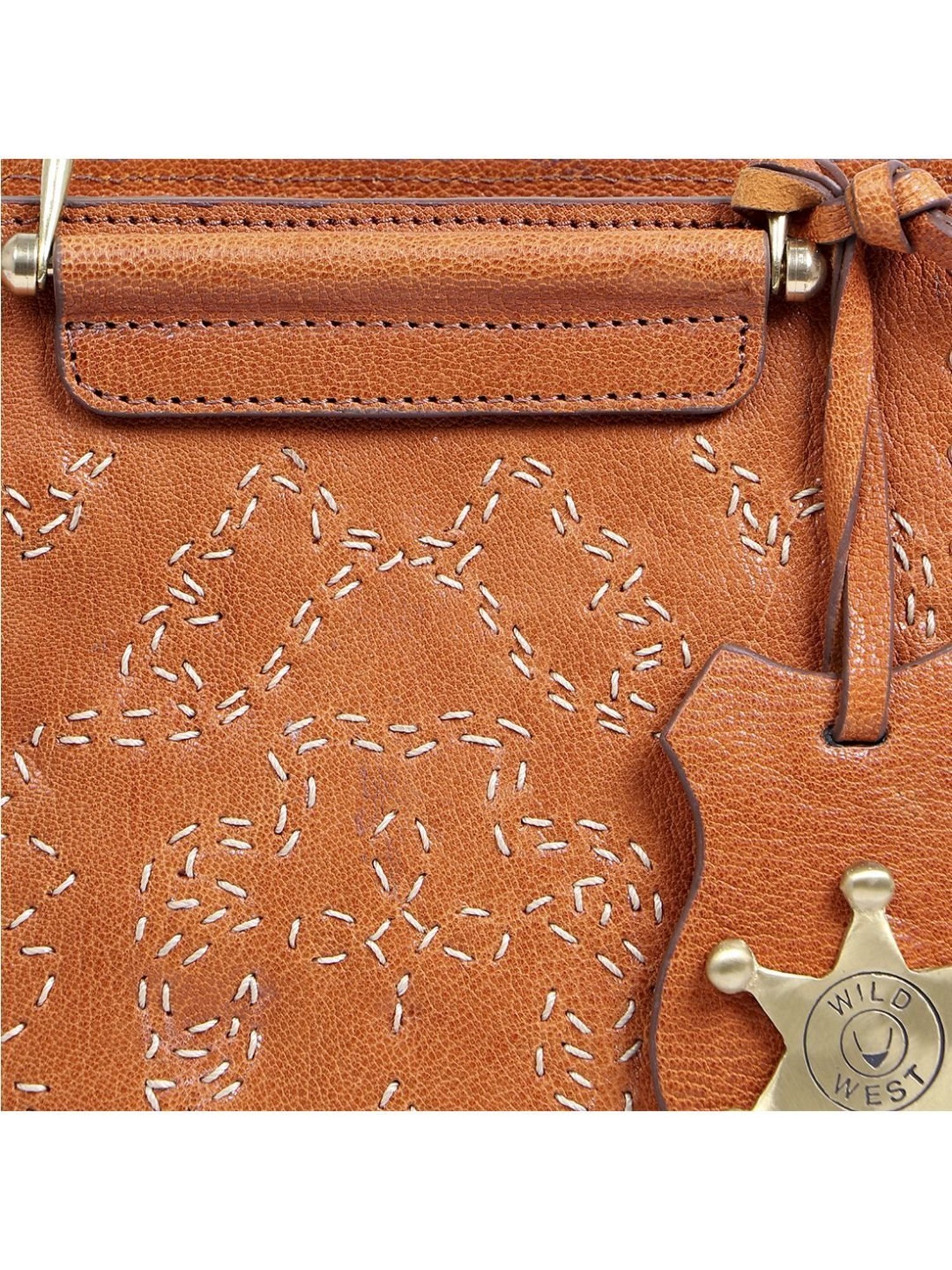 Hidesign Orange Textured Medium Handbag