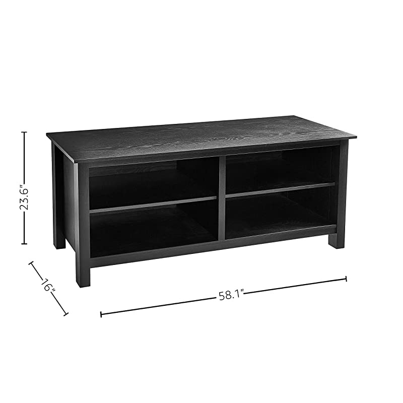 TV Stand Storage Media Console for TV's up to 65 Inches 58" with 4 Storage Shelves, Midnight Black