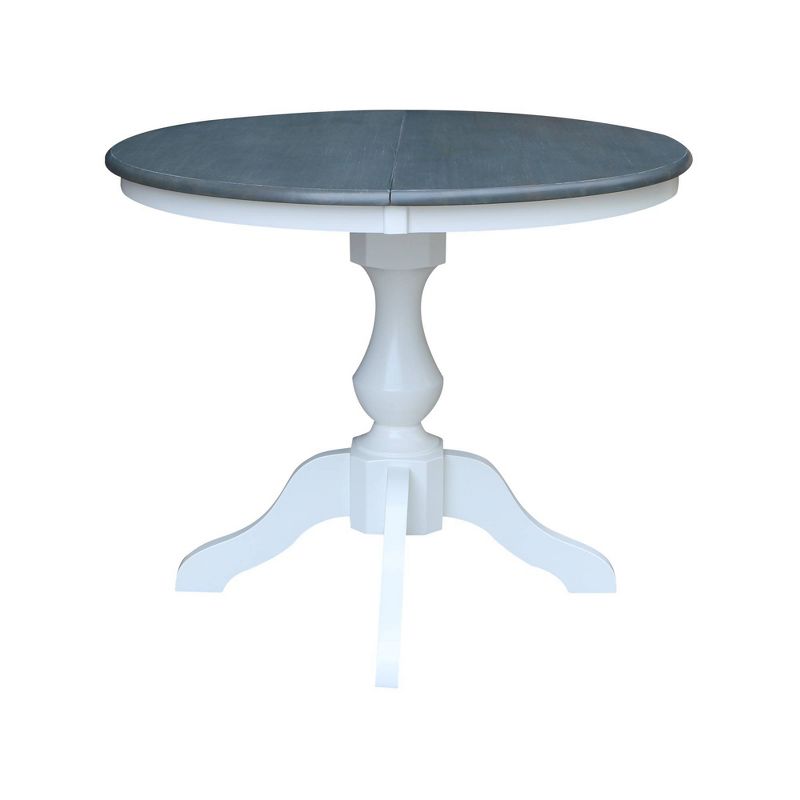 Kent 36" Round Top Dual 12" Drop Leaf Dining Table White/Heather Gray - International Concepts