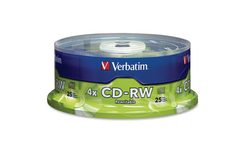 Verbatim CD-RW 700MB 2X-4X with Branded Surface - 25pk Spindle - CD-RW - 4x - 700 MB - 25pk Spindle