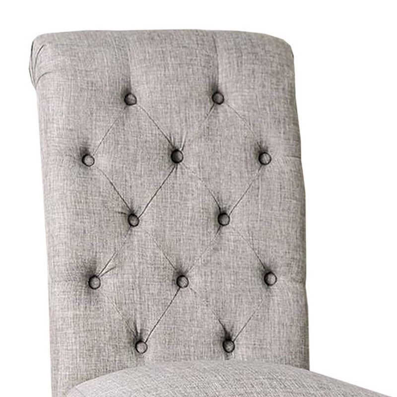 Set of 2 Side Chairs with Button Tufted Backrest Gray - Benzara
