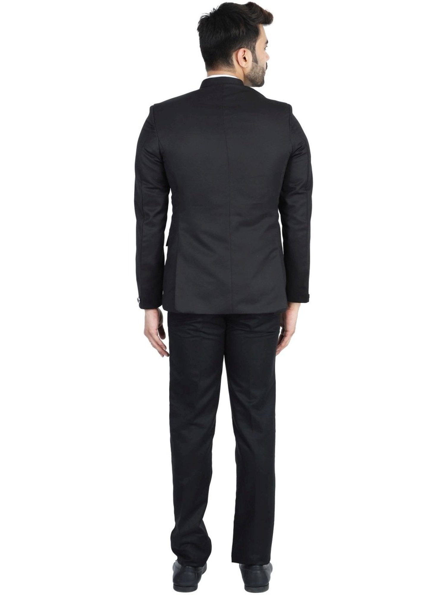 Tahvo Black Cotton Regular Fit Two Piece Suit