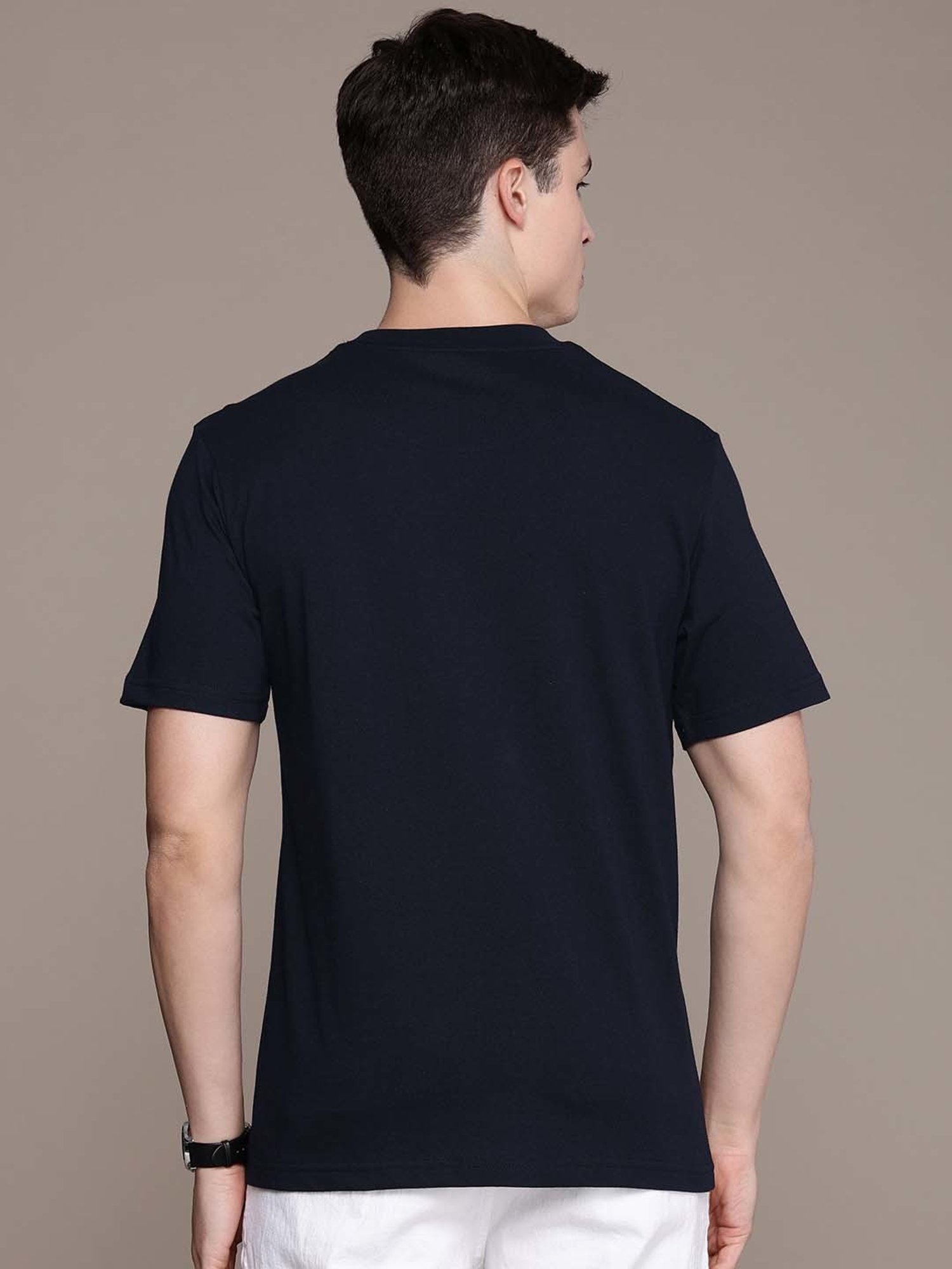 Burnt Umber Navy Regular Fit Printed T-Shirt