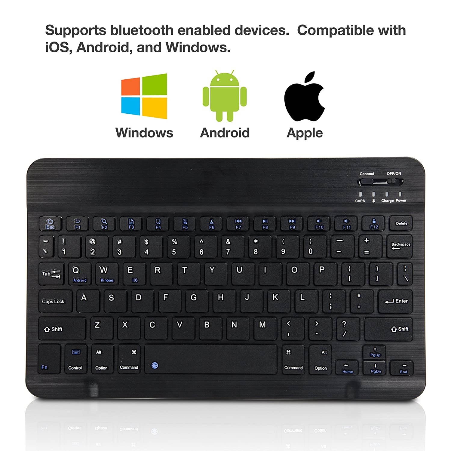 Kurio Next Keyboard, BoxWave [SlimKeys Bluetooth Keyboard] Portable Keyboard with Integrated Commands for Kurio Next - Jet Black