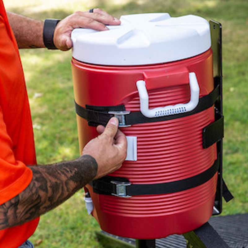 Buyers LT25 Landscaping Construction Truck and Trailer Carbon Steel Adjustable Strap Round 5 Gallon Water Cooler Rack, Black