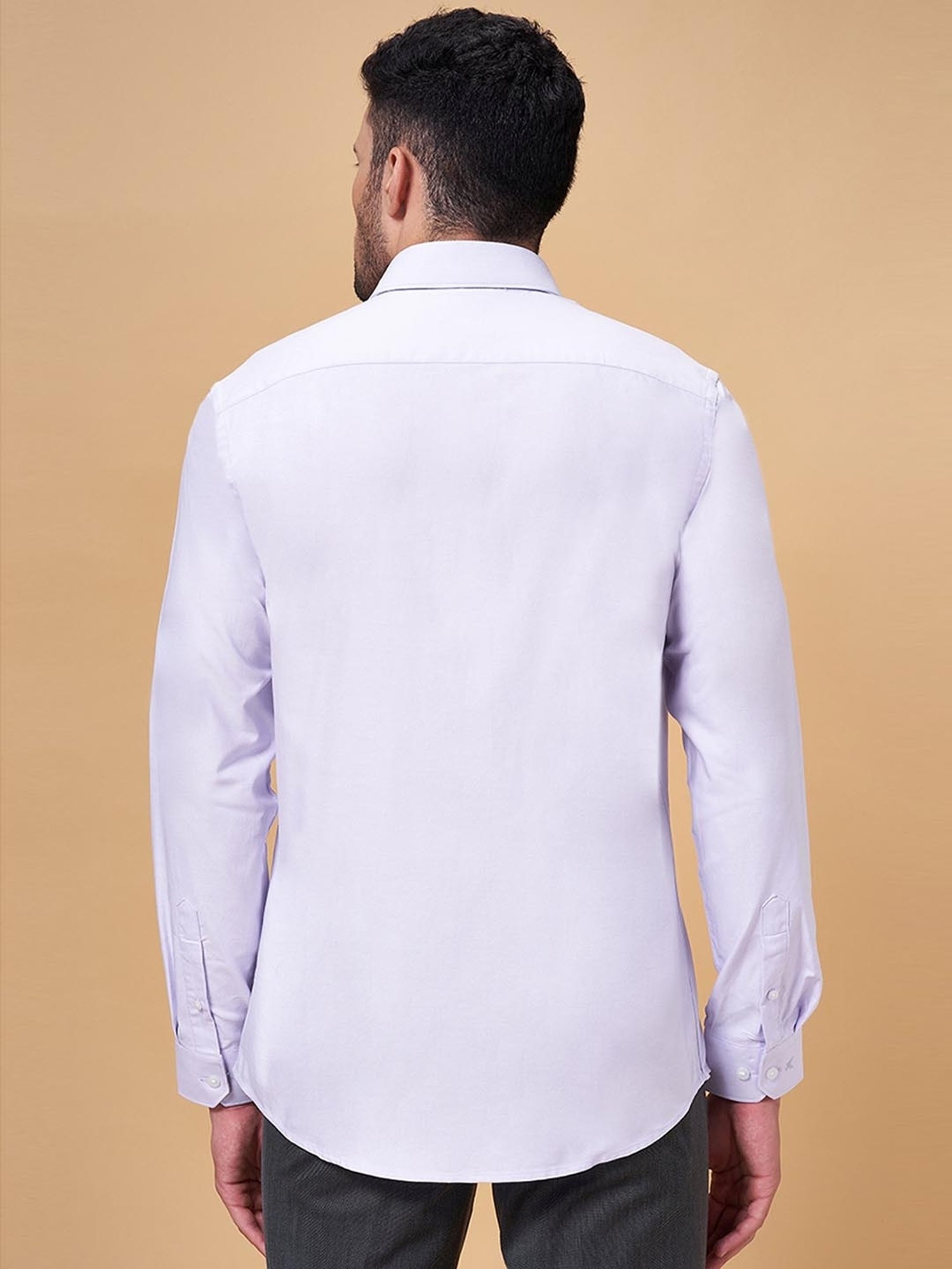 Peregrine by Pantaloons Lilac Cotton Slim Fit Shirt