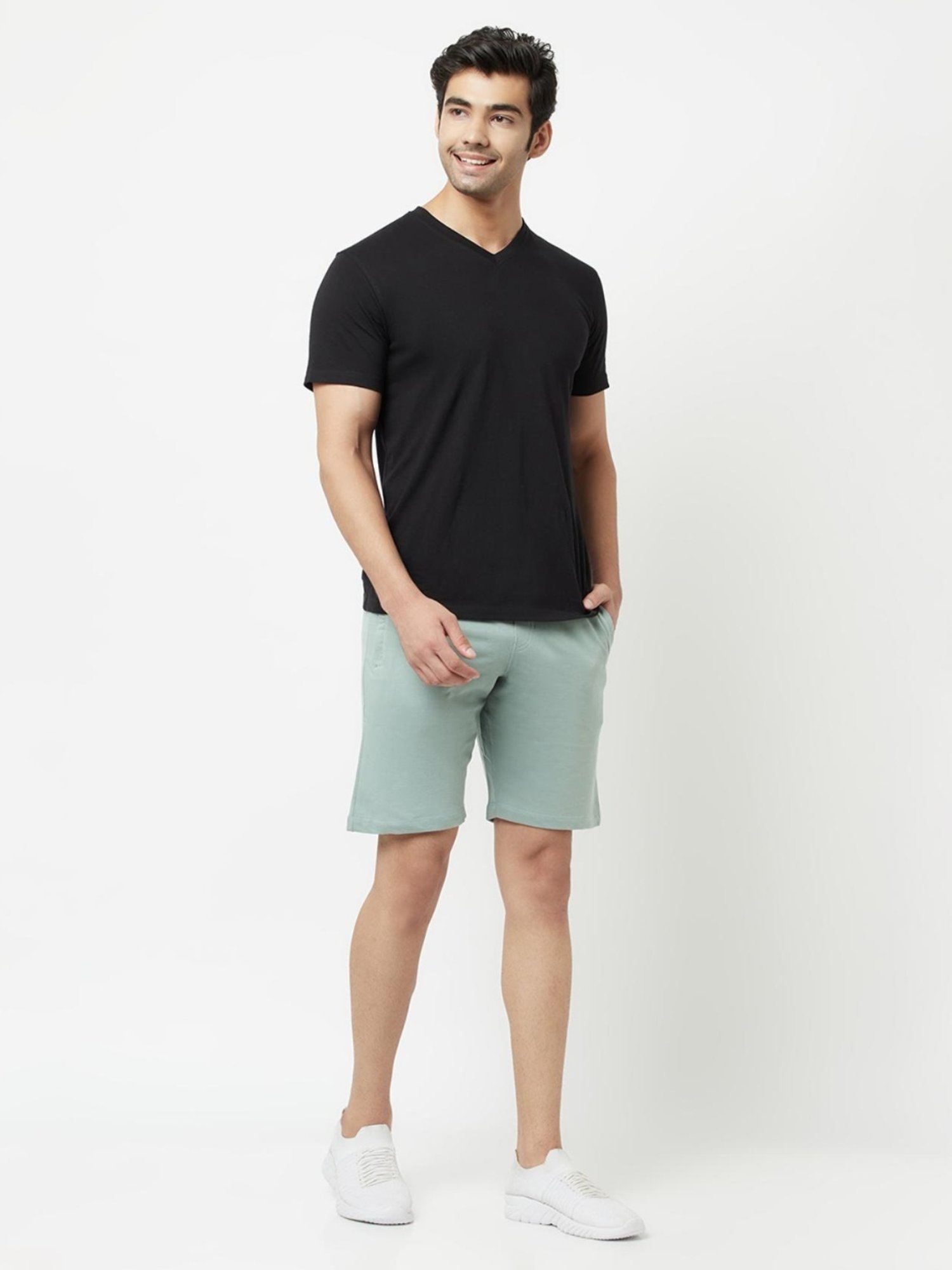 The Daily Outfits Sky Blue Cotton Regular Fit Shorts