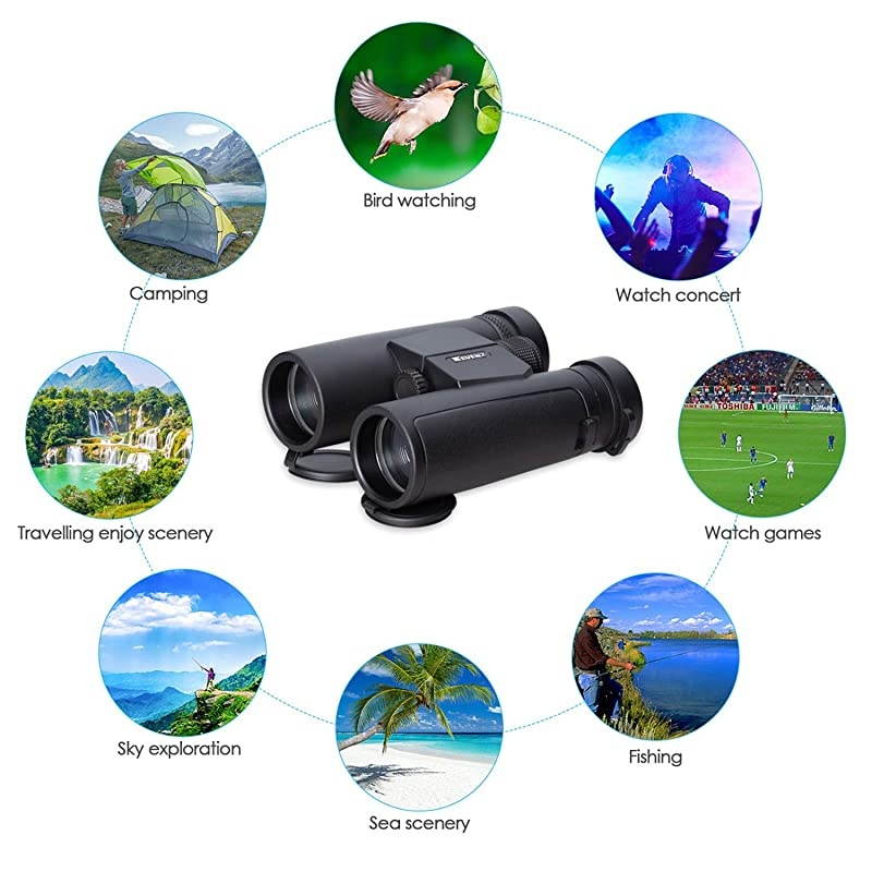 10x42 Compact Binoculars with Low Light Night VisionLarge Eyepiece High Power Waterproof Binocular Easy Focus for Outdoor Hunting Bird Watching Traveling Black 10 X 42