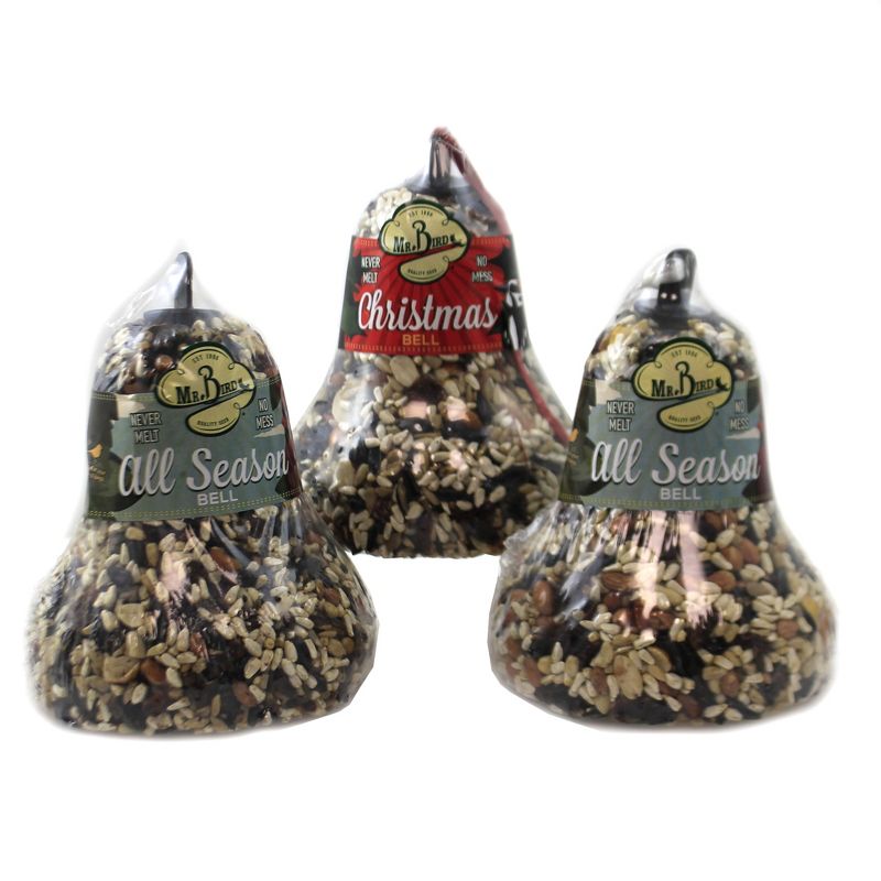 Home & Garden 5.25" All Season & Christmas Bell S/3 Bird Feeding Cardinals Wrens Mr Bird  -  Bird And Wildlife Food