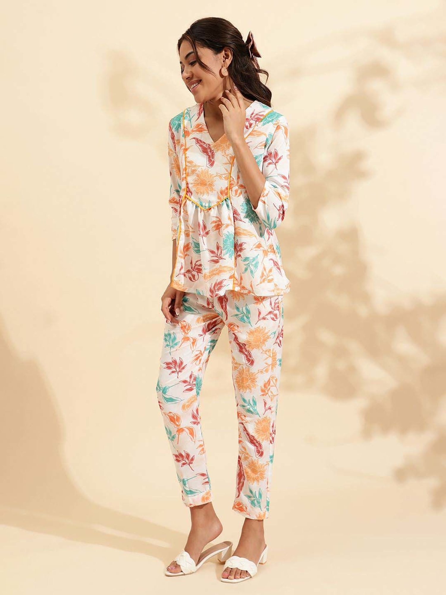 Sringam White Printed Co-Ord Sets