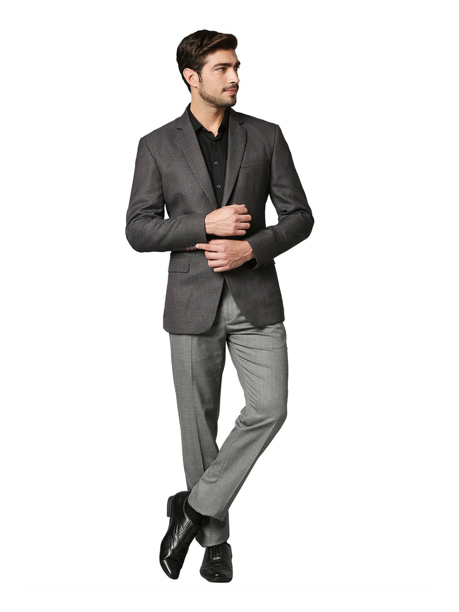 Raymond Dark Grey Textured Blazer
