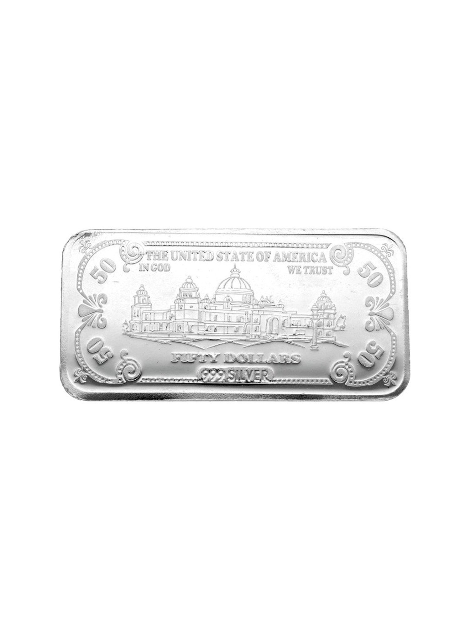 Sri Jagdamba Pearls 50 Dollars 999 50gm Silver Bar