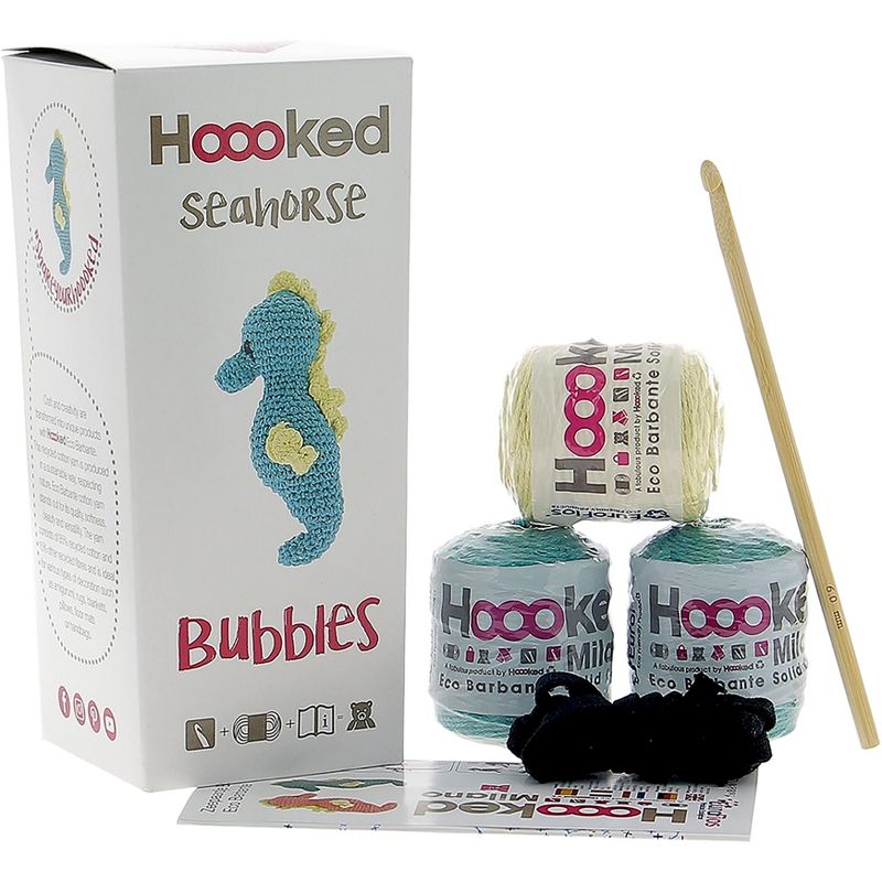 Hoooked Seahorse Bubbles Yarn Kit W/Eco Barbante Yarn-Lagoon