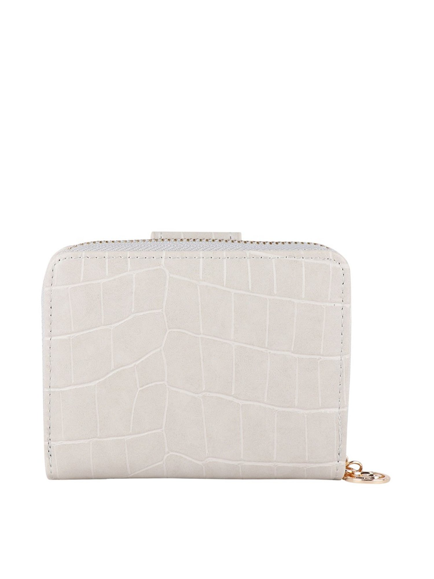 Lino Perros White Solid Zip Around Wallet for Women
