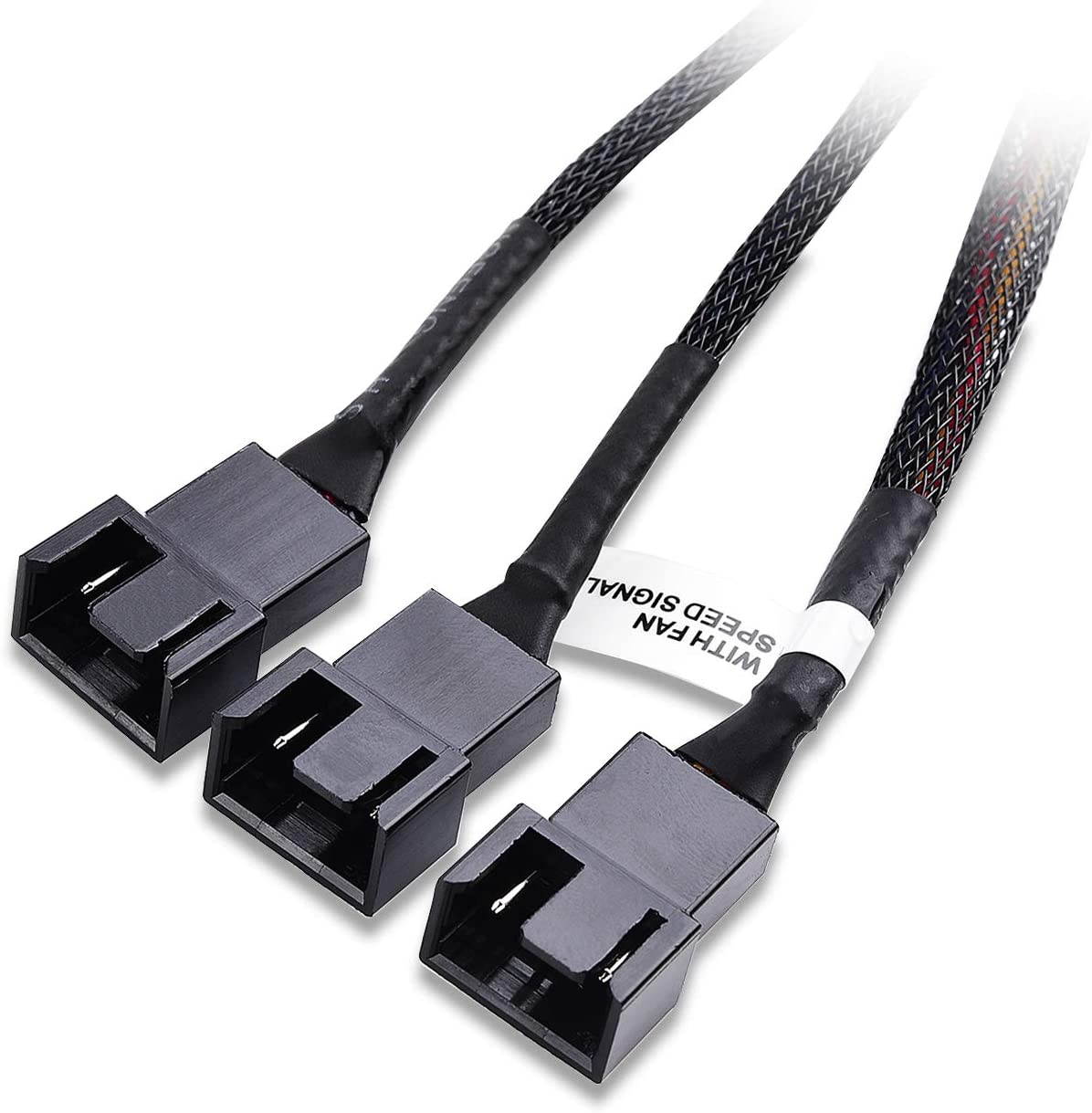 2-Pack 3 Way 4 Pin PWM Fan Splitter Cable - 12 Inches