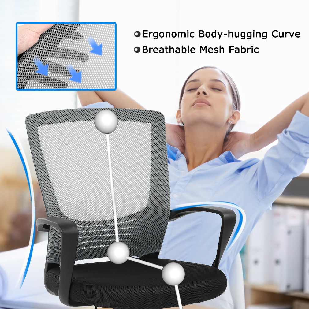 Ergonomic Office Chair Cheap Desk Chair Modern Executive Computer Chair Rolling Swivel Adjustable Chair Mesh Back Support for Women&men, Grey