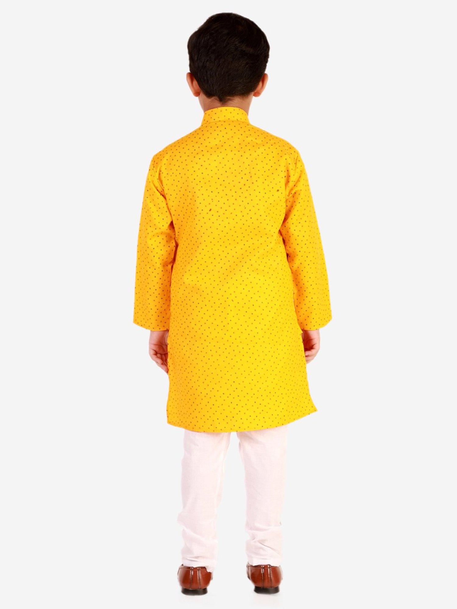 Pro-Ethic Style Developer Kids Yellow & White Printed Full Sleeves Kurta with Pyjamas