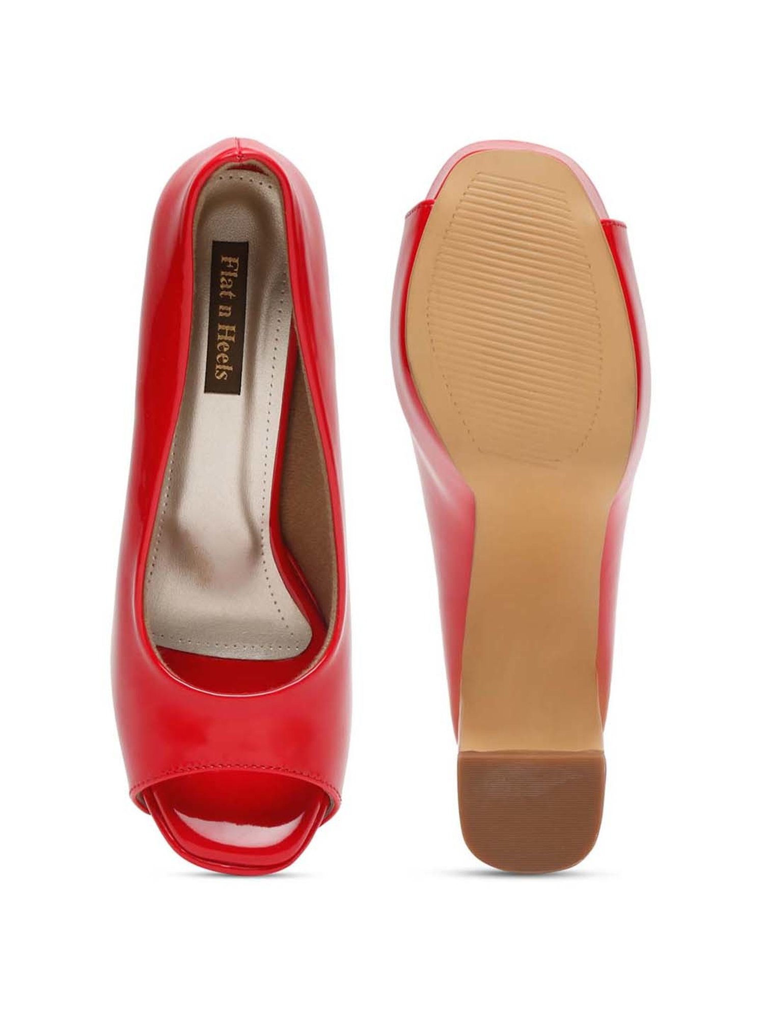 Flat N Heels Women's Red Peeptoe Shoes