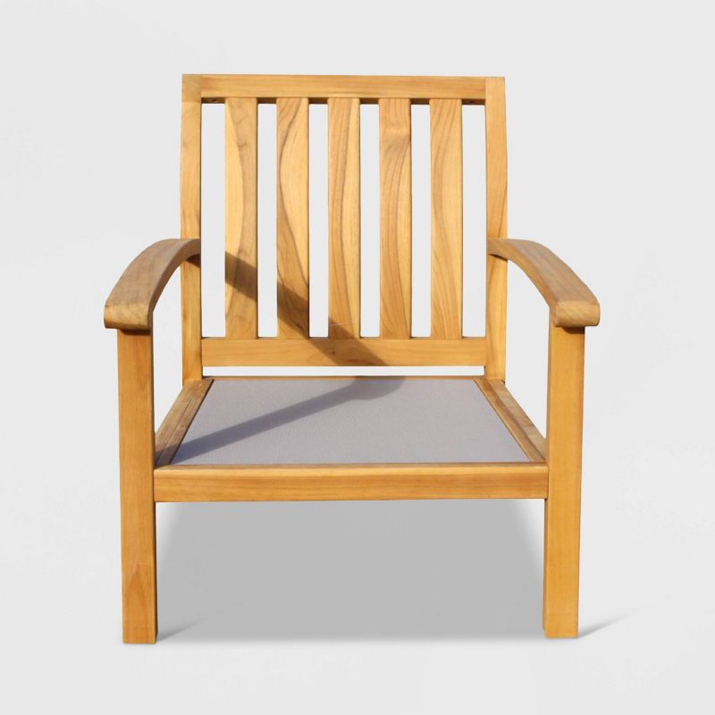 Heritage Teak 2pc Set Club Chair & Ottoman - Natural - Courtyard Casual