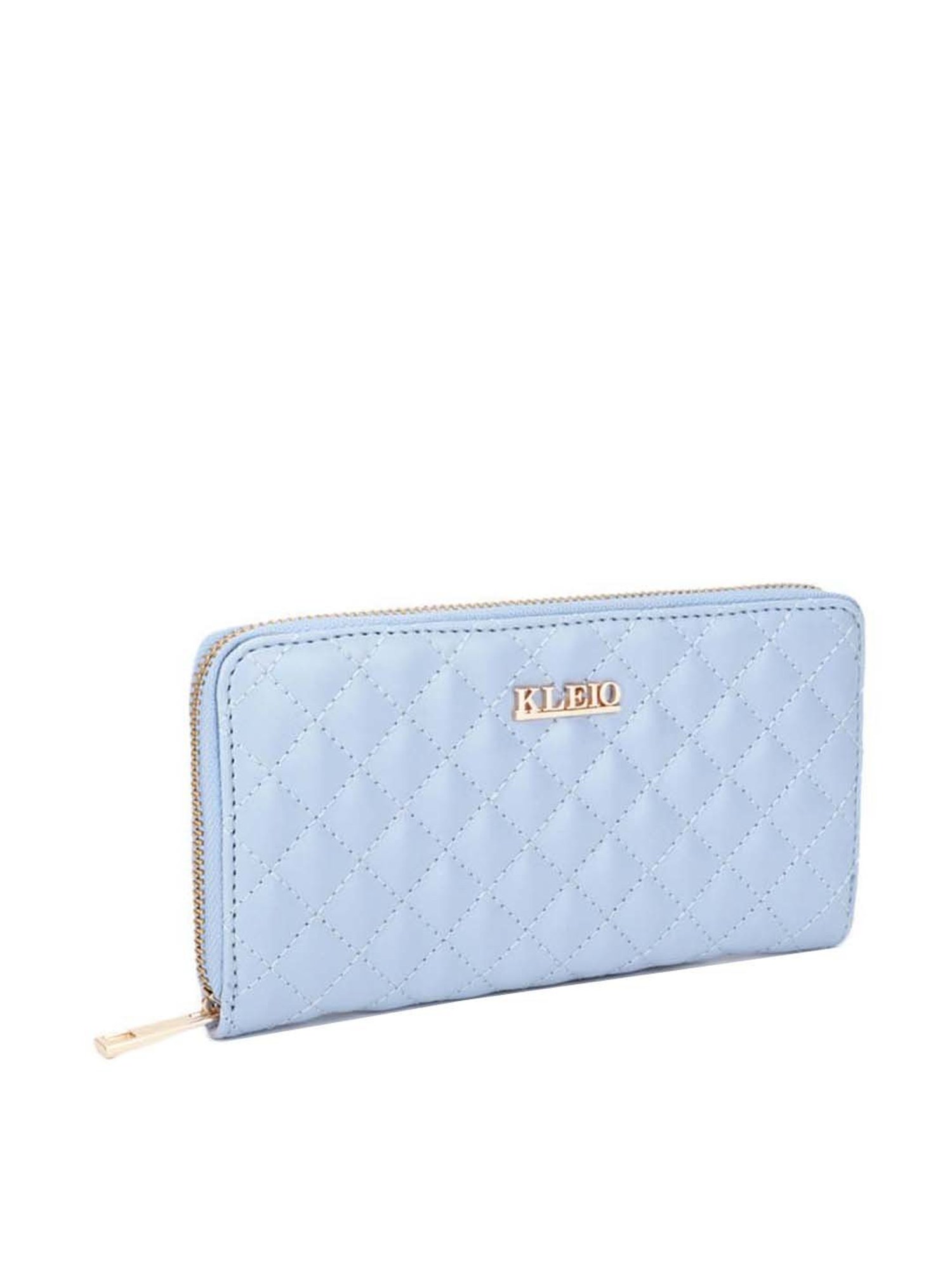 KLEIO Blue Quilted Zip Around Wallet for Women