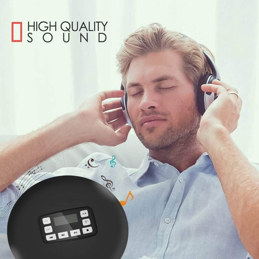 Bluetooth CD Player with LCD Display/Headphone Jack Anti-Skip Protection Anti-Shock Ultra Thin Personal CD Music Player