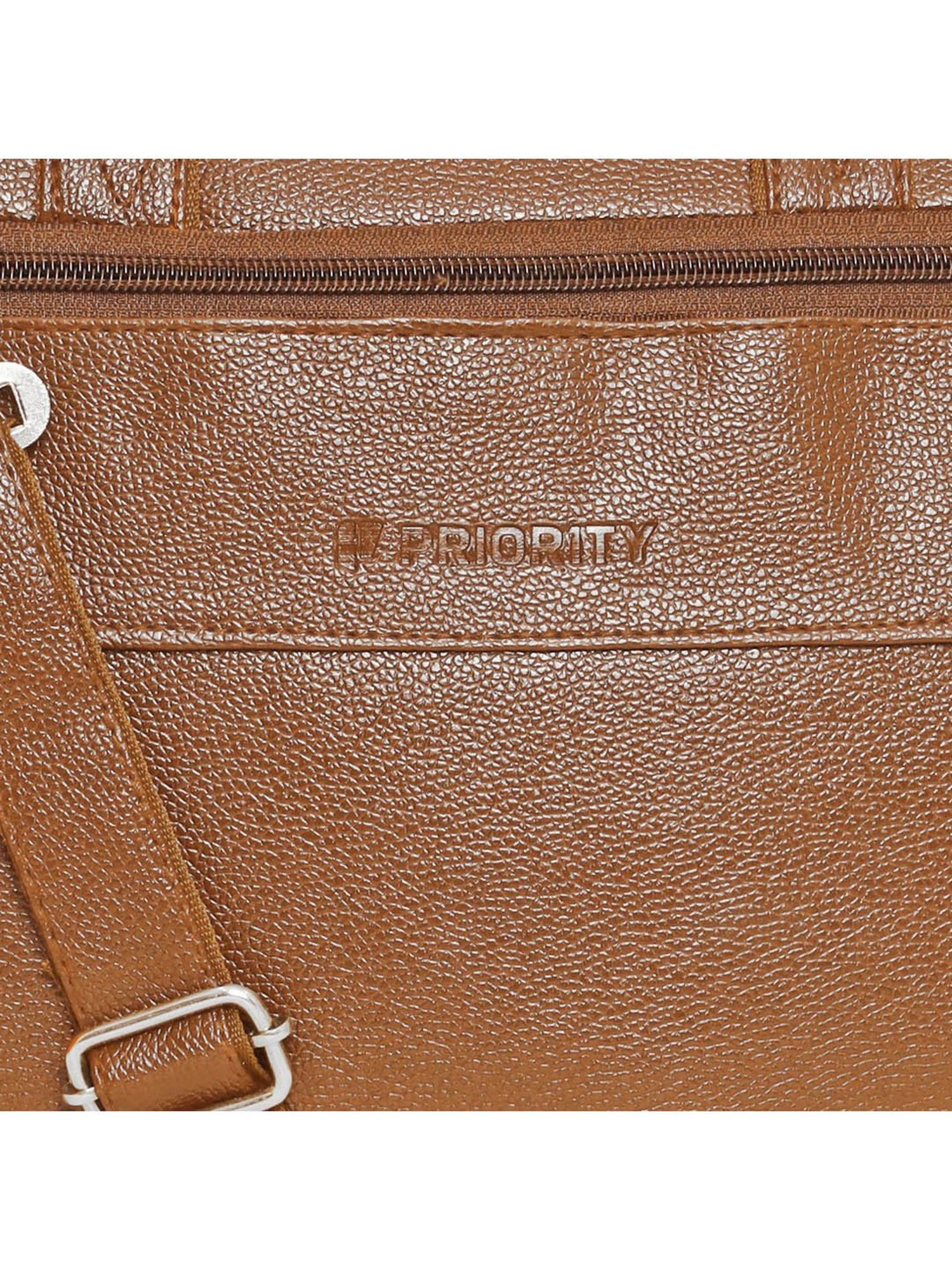 Priority Tan Synthetic Large Messenger Bag