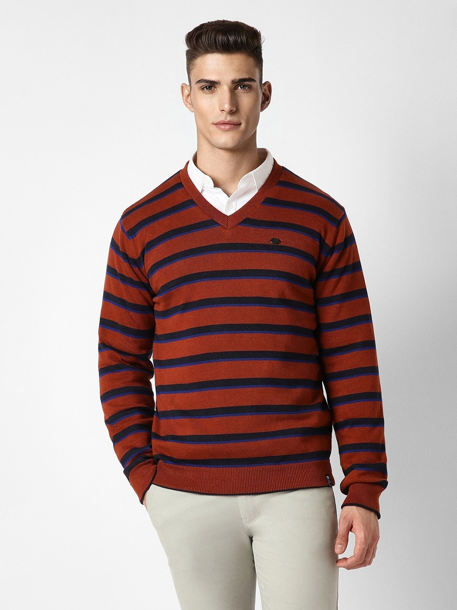 Peter England Black Regular Fit Reversible Sweater