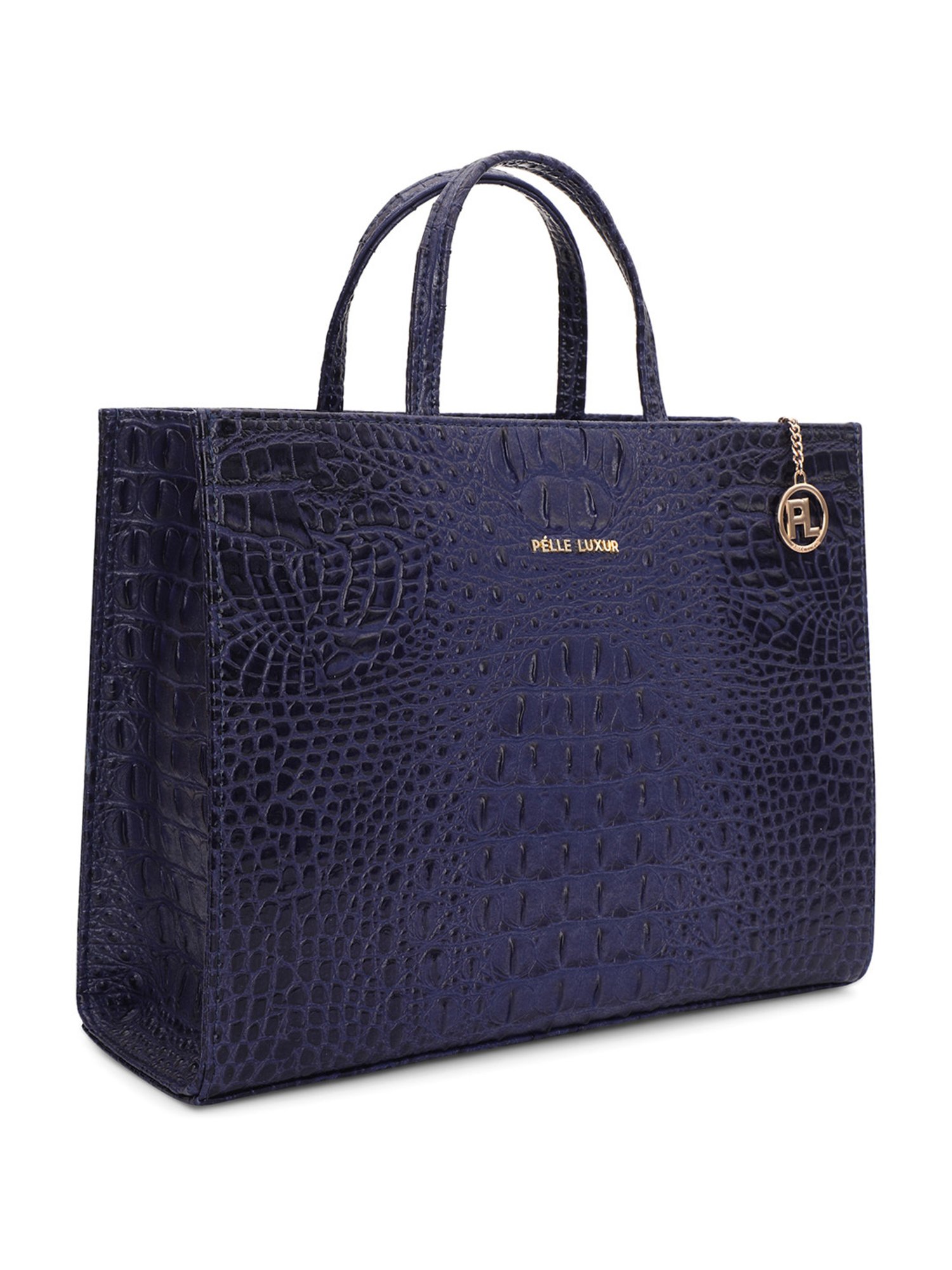 PELLE LUXUR Royal Airforce Blue Textured Medium Chiara Satchel Handbag