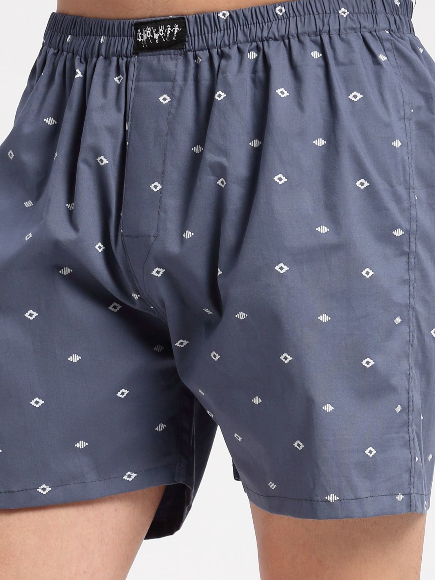 Showoff Grey Cotton Slim Fit Printed Boxers