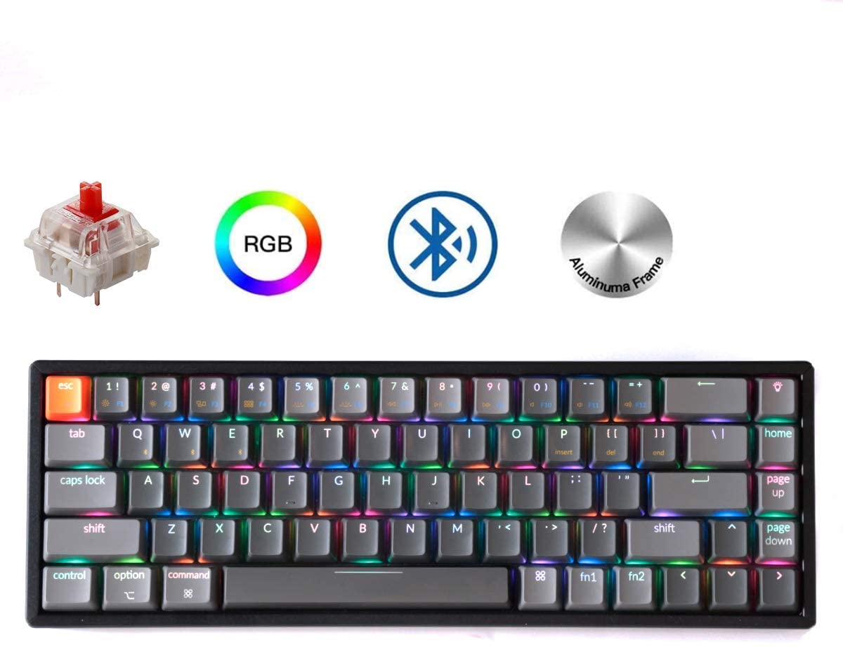 Keychron K4 Wireless Bluetooth/USB Wired Gaming Mechanical Keyboard, Compact 100 Keys RGB LED Backlit Gateron Red Switch N-Key Rollover, Aluminum Frame for Mac Windows