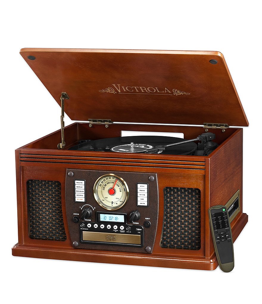 Victrola 7-in-1 Bluetooth Wood Record Player with USB Recording