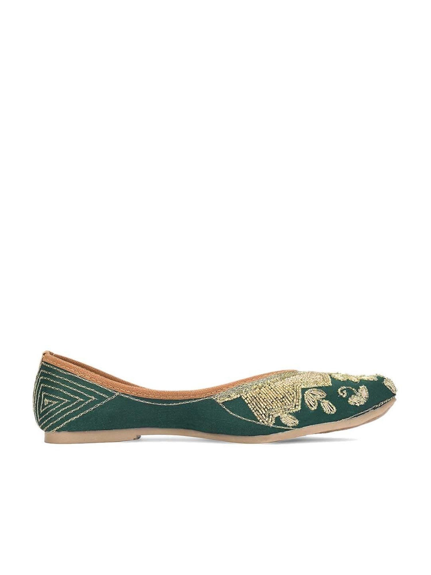 Desi Colour Women's Pine Green Ethnic Juttis