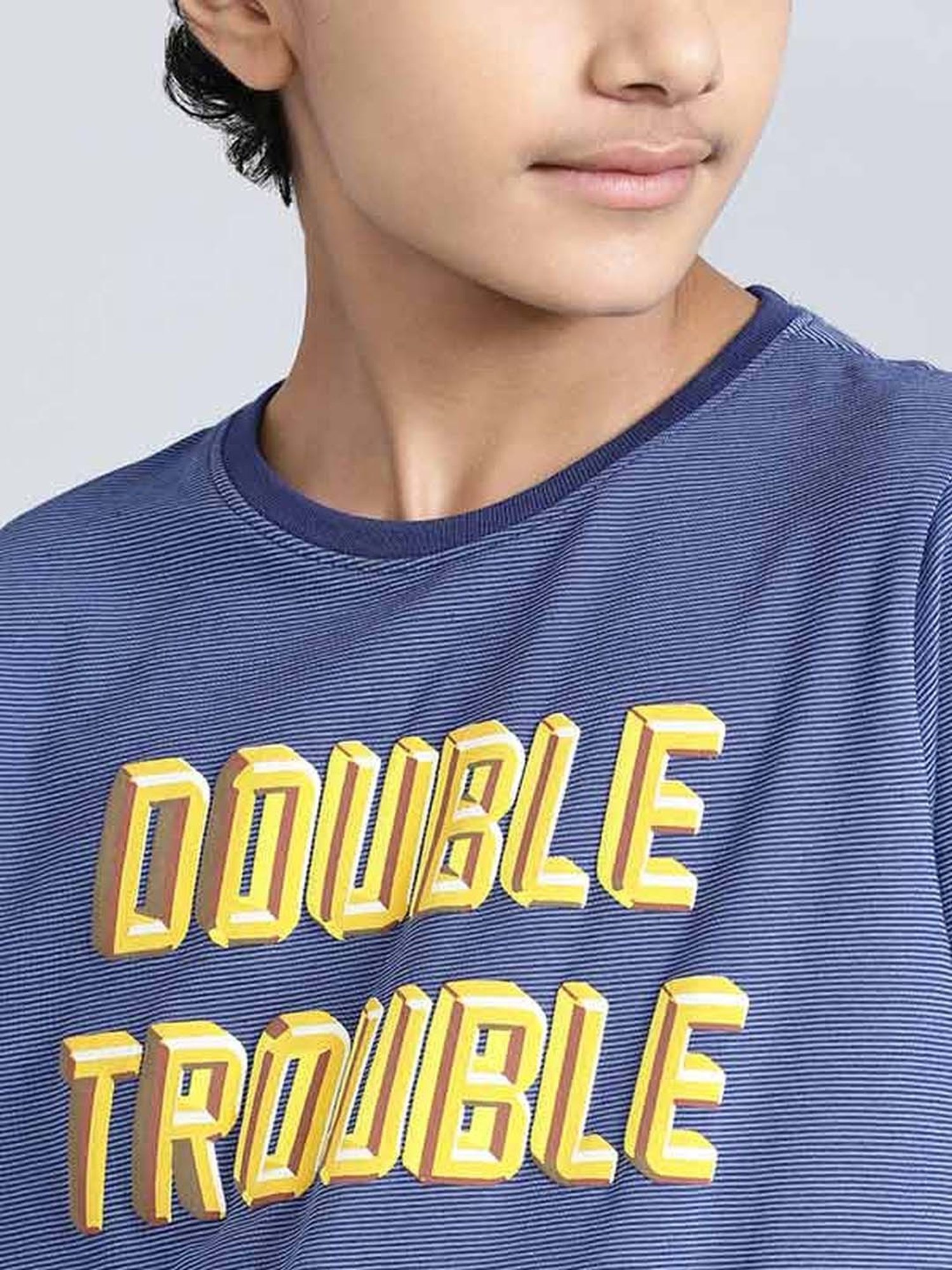 Indian Terrain Boys Navy Cotton Printed T-Shirt