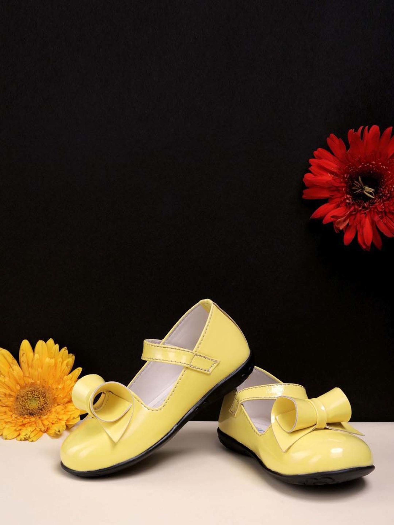 Tiny Bugs Kids Yellow Mary Jane Shoes