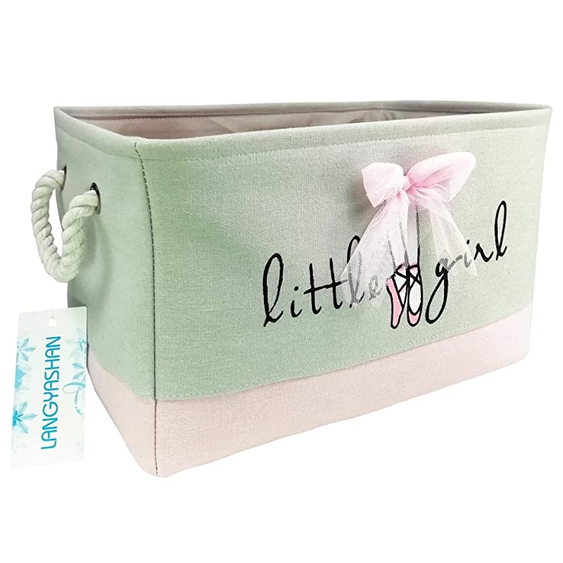 Storage Basket Collapse Canvas Fabric Cartoon Storage Bin with Handles for Organizing HomeKitchenKids ToyOfficeClosetShelf Baskets Rec lace