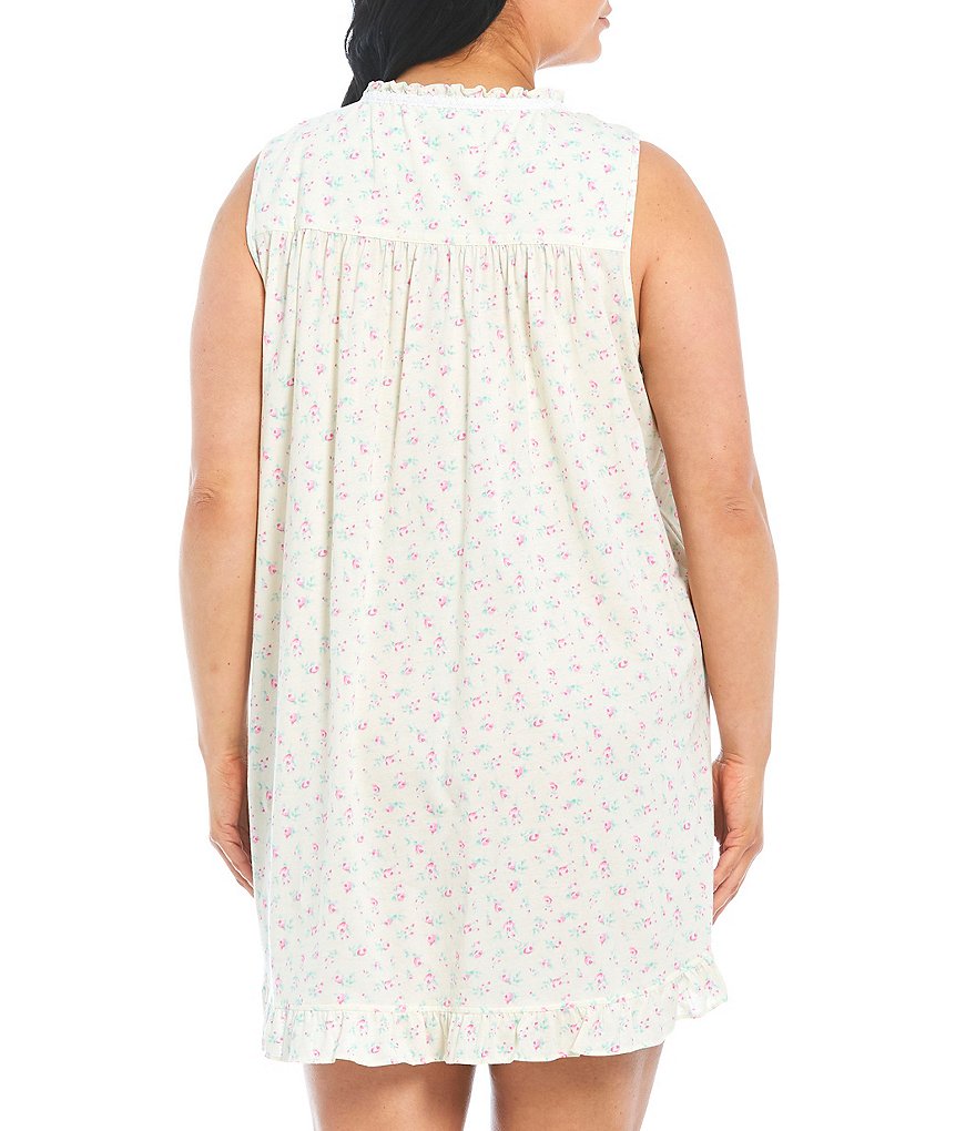 Eileen West Plus Rose Bud Printed Jersey Knit Sleeveless Chemise