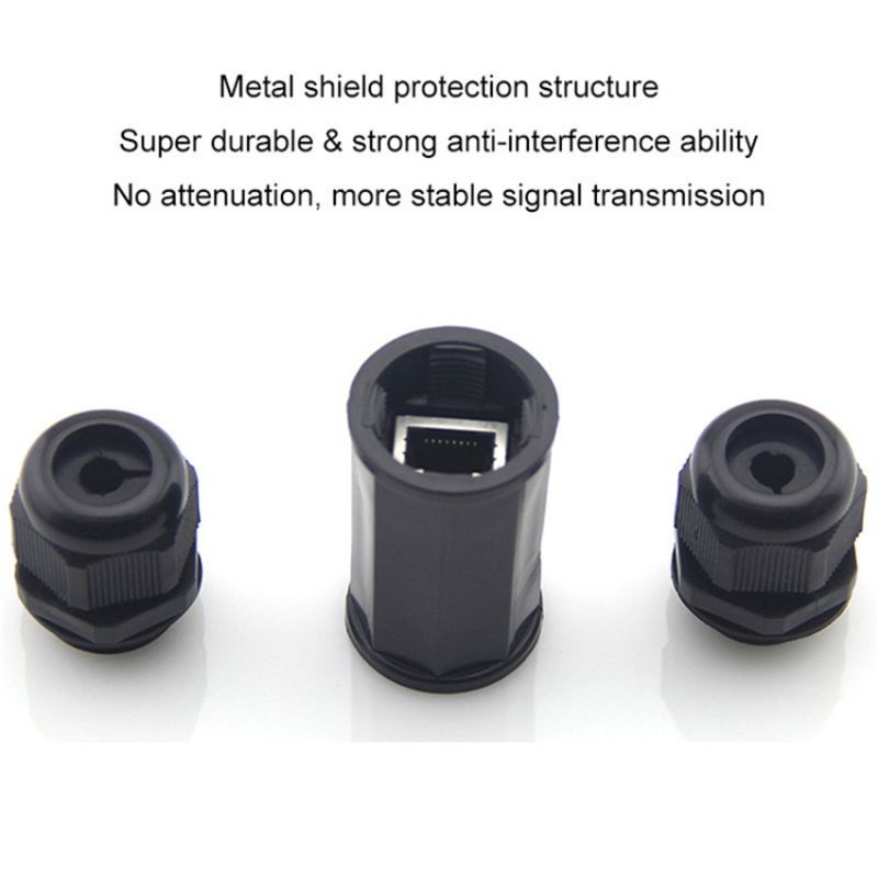 (5 Pack) RJ45 Waterproof Connector IP67 Ethernet Network Cable Connector double head Outdoor Lan Coupler Adapter  Cat5 6 8P8C,Locking Waterproof CAT6 RJ45 Female to Female Lan Ethernet Network coupler