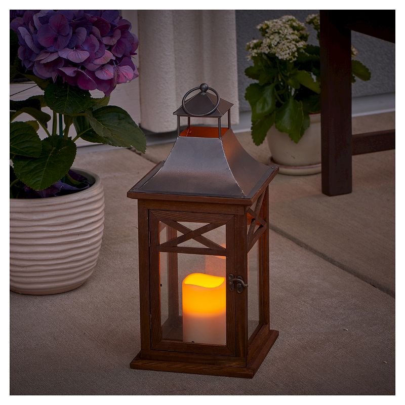 Smart Living Portland 17" LED Candle Outdoor Lantern - Dark Coffee