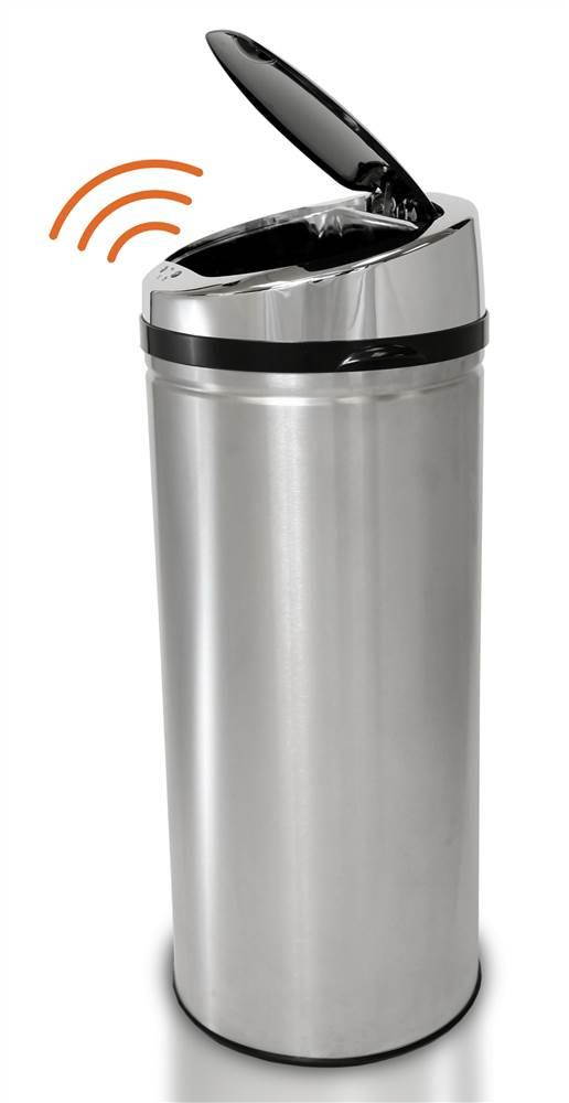 iTouchless 8 Gallon Round Stainless Steel Automatic Sensor Touchless Trash Can