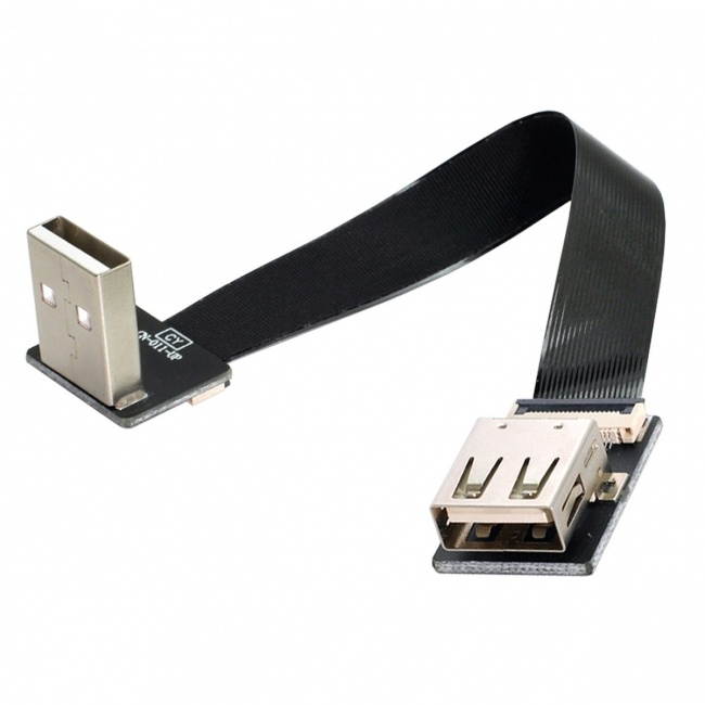 Jimier 2.0M Up Angled USB 2.0 Type-A Male to Female Extension Data Flat Slim FPC Cable for FPV & Disk & Scanner & Printer
