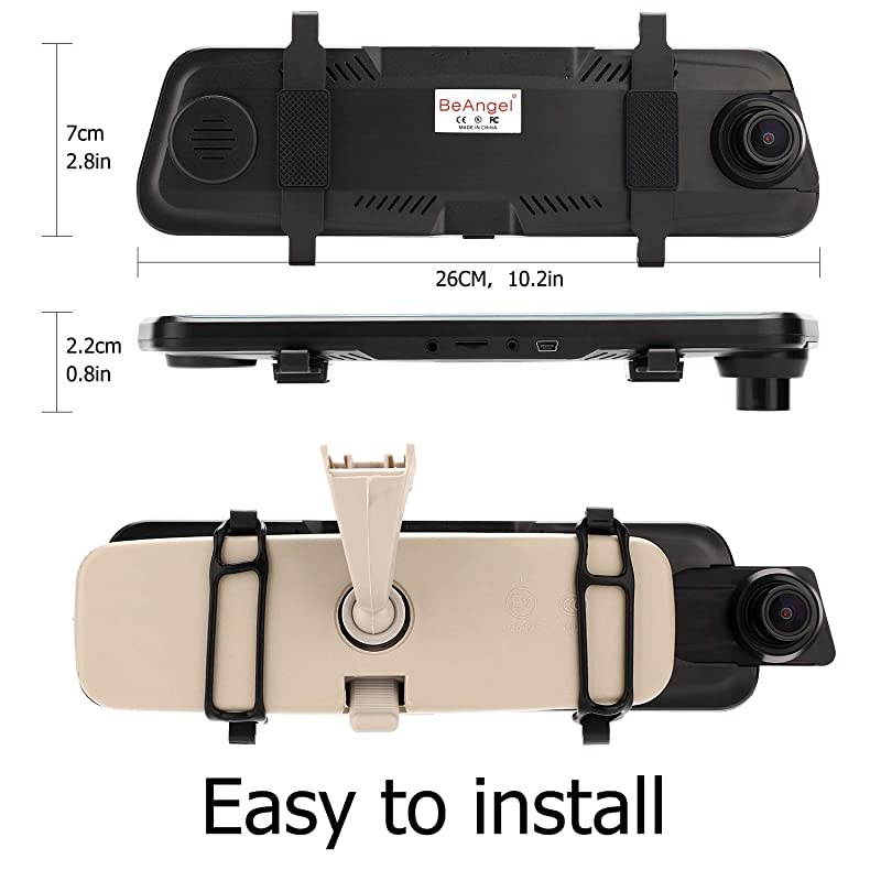 Inch Touch Screen Car Camera " Rearview Mirror FHD 80P Dash DVR Cam Backup Camera Night Vision Front and Rear Dual Lens Video Recorder Reversing