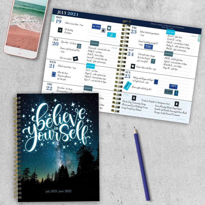 2021-22 Academic Planner 6" x 8" Believe Daily/Weekly/Monthly - The Time Factory