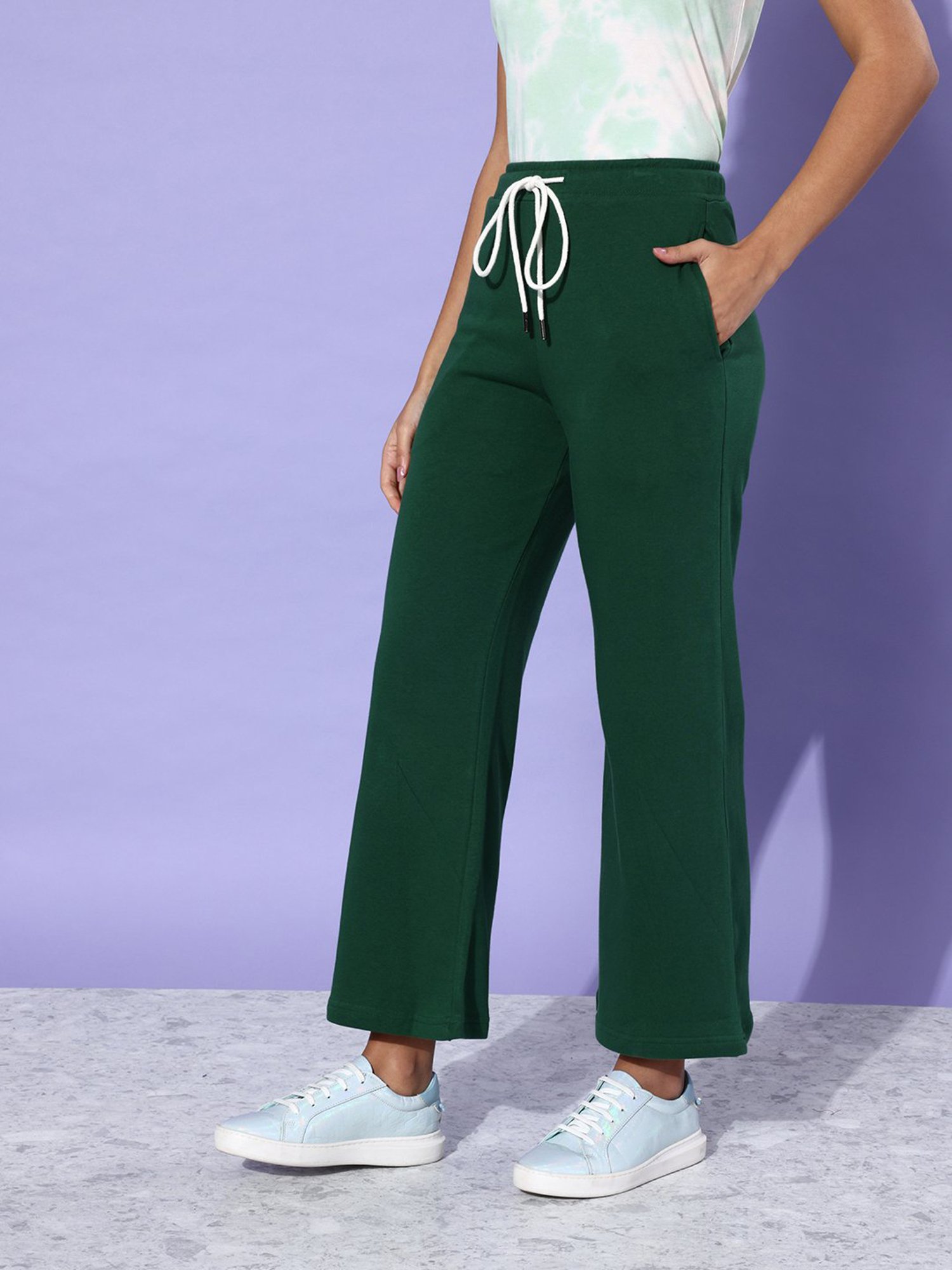 Dillinger Dark Green Fleece Regular Fit High Rise Trackpants