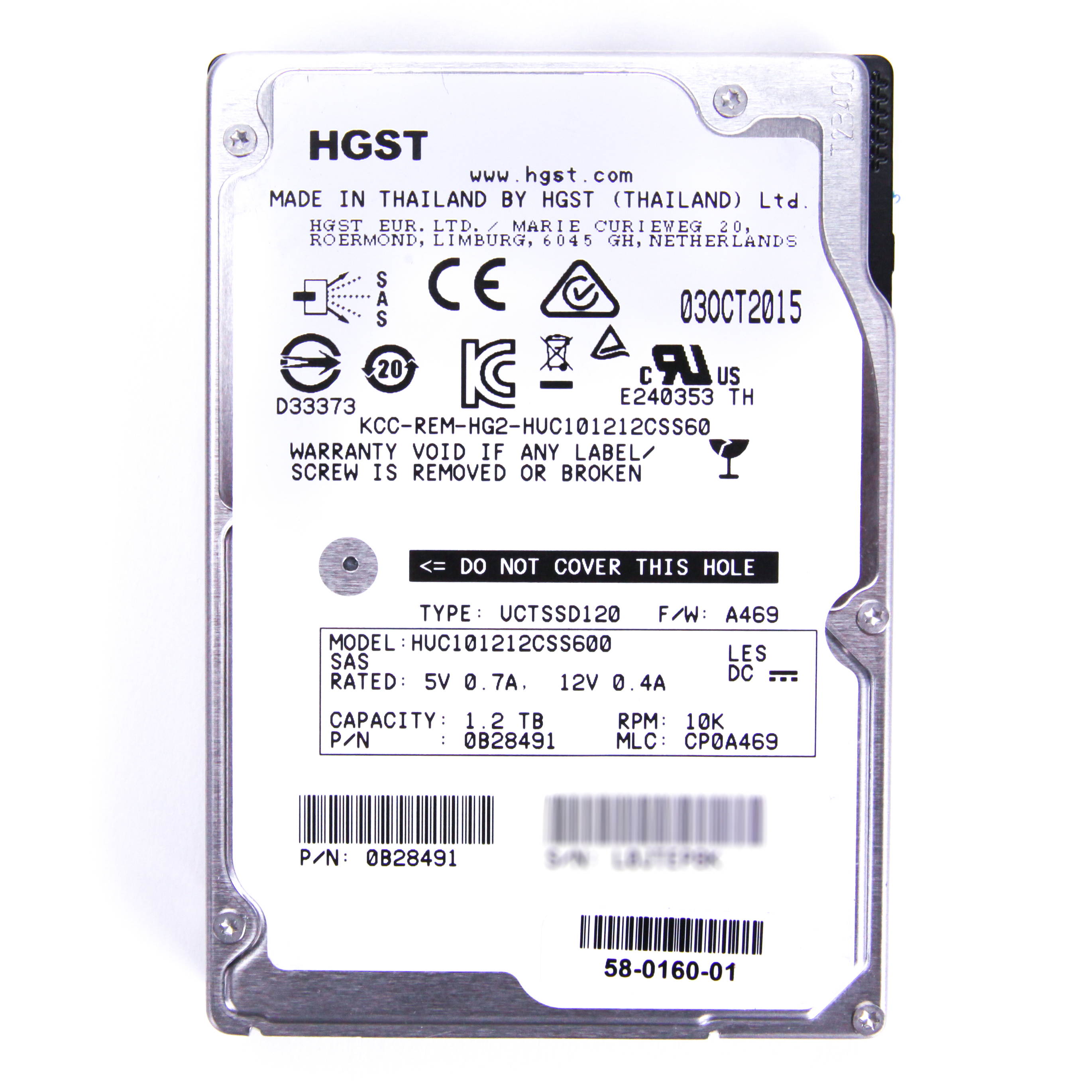 HGST Ultrastar C10K1200 HUC101212CSS600 1.20 TB 2.5" Internal Hard Drive