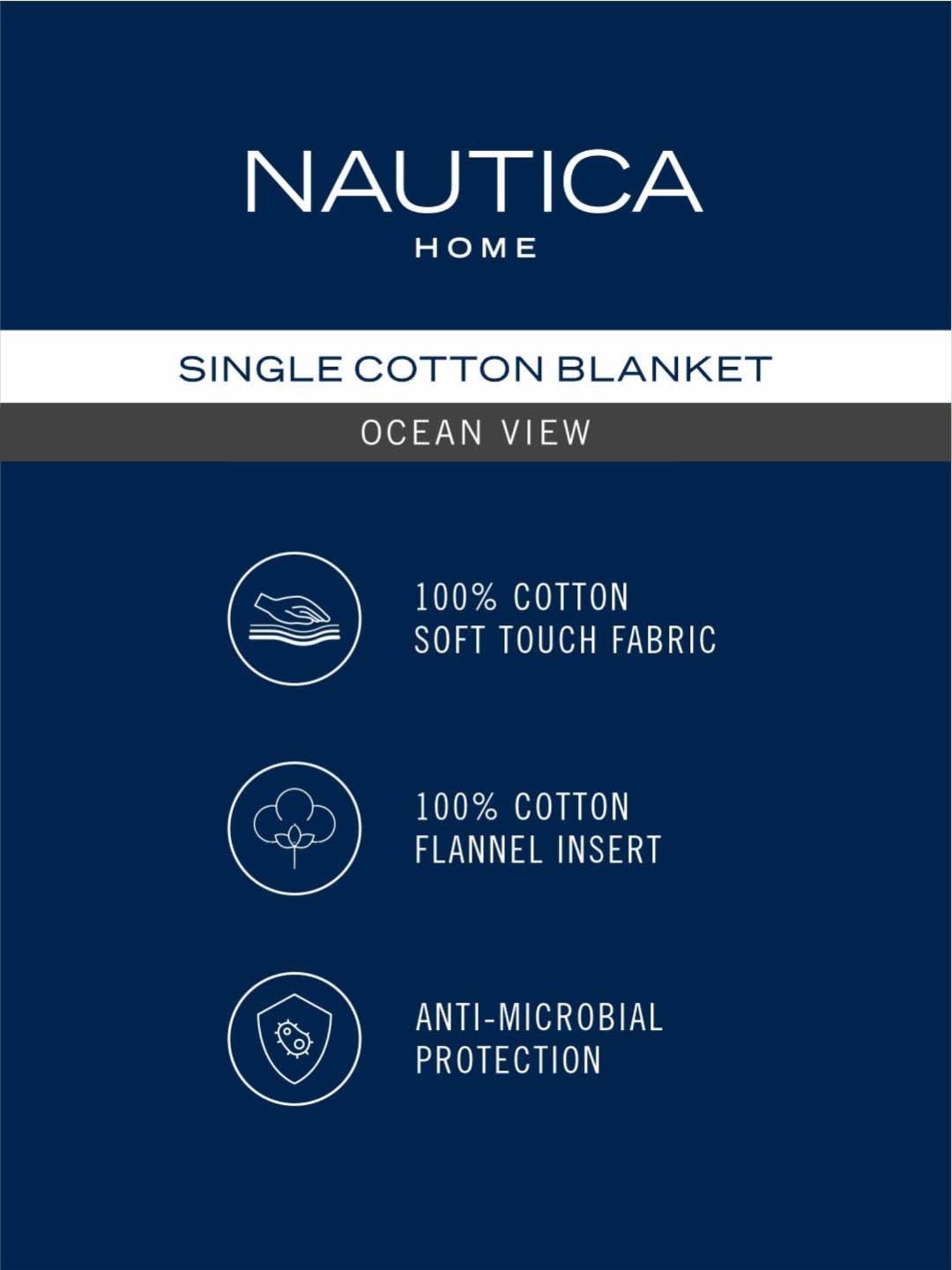 Nautica Ocean View Blue & Red 250 GSM Cotton Super Soft Single Blanket