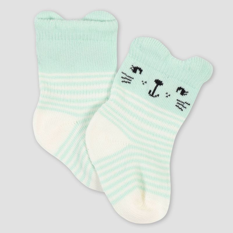 Gerber Baby Girls' 6pk Rainbow Jersey Wiggle Proof Socks - Green 0-6M