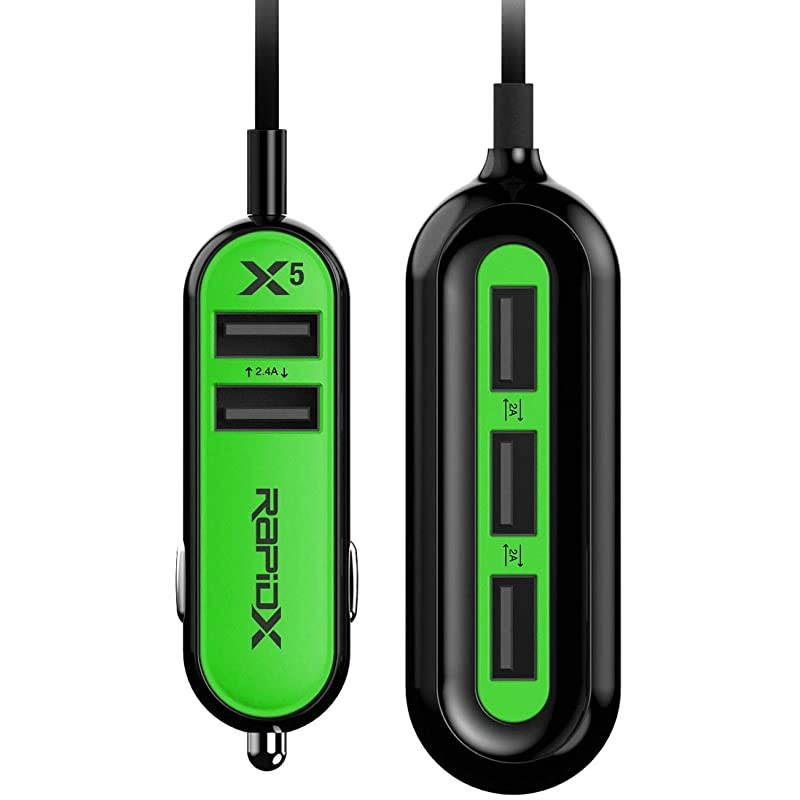 RXX5USBG X5 5 USB Ports Car Charger 224A Green